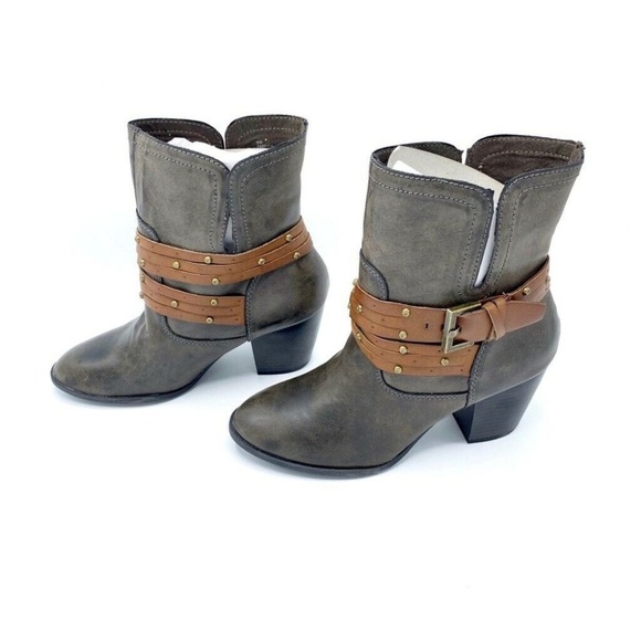 NEW MIA Fabrizia Ankle Gray Heel Faux Leather 9 - Picture 4 of 8